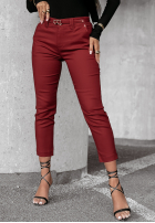 Pantaloni z paskiem Choose Joy burgundowe