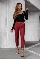 Pantaloni z paskiem Choose Joy burgundowe