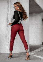 Pantaloni z paskiem Choose Joy burgundowe