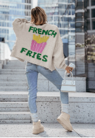 Cardigan z napisem French Fries jasnobeżowy