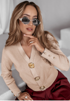 Krótki Cardigan z ozdobnymi guzikami Timeless Perfection bej