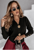 Krótki Cardigan z ozdobnymi guzikami Timeless Perfection negru