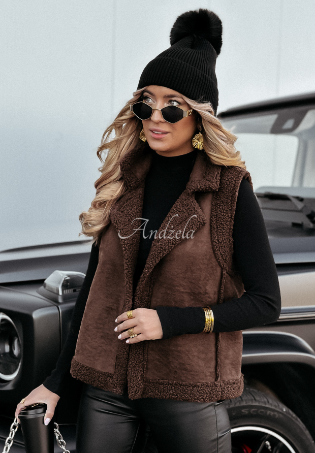 Vestă scurtă Bear Affair din imitație de l&acirc;nă de miel
