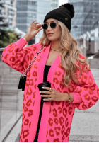 Cardigan cu model tip panteră Girly Chic różowo-roșu