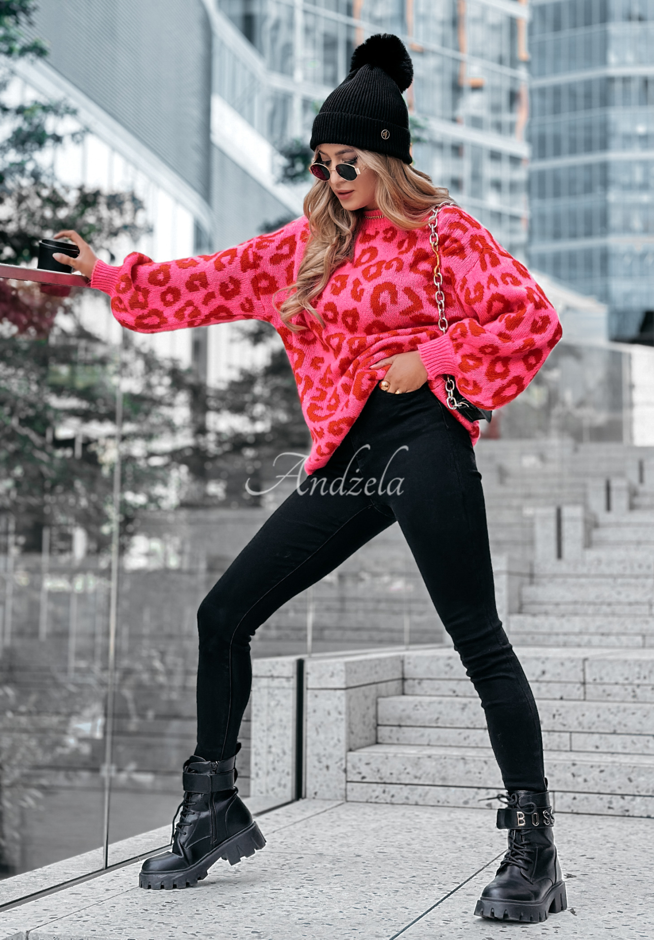 Pulover cu imprimeu leopard Girly Chic