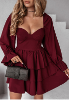 Rochie mini z falbankami Her Secret burgundowa