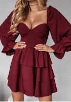 Rochie mini z falbankami Her Secret burgundowa