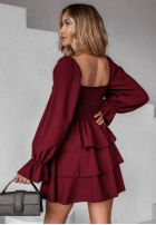 Rochie mini z falbankami Her Secret burgundowa