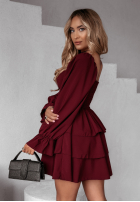 Rochie mini z falbankami Her Secret burgundowa