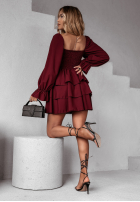 Rochie mini z falbankami Her Secret burgundowa