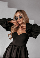 Rochie mini z falbankami Her Secret negru