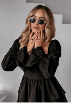 Rochie mini z falbankami Her Secret negru