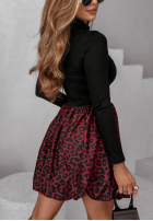 Rochie bombka cu model tip panteră Finding Yourself negru-burgundowa