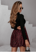 Rochie bombka cu model tip panteră Finding Yourself negru-burgundowa