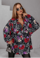 Kwiecista Rochie cu model tip panteră With Great Love negru