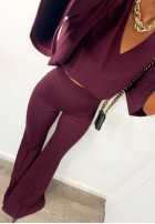 Pantaloni dresowe dzwony La Milla Minimalist Mode burgundowe