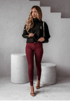 Pantaloni din denim What You Want burgundowe