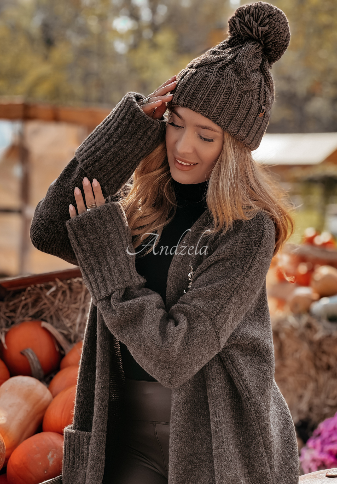 Cardigan lung oversize cu buzunare Marbelio