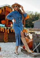 din denim Rochie midi Aretha albastră