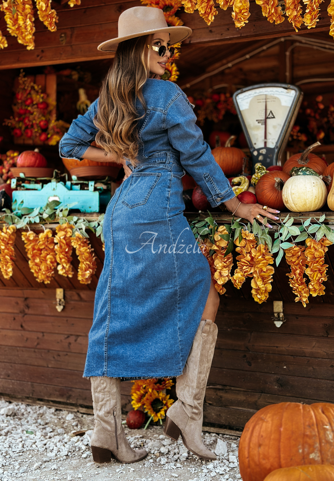 Rochie maxi din denim Aretha