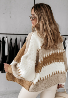 Krótki Cardigan oversize Seriously Pretty beżowo-camel