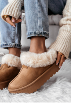 zamszowe Botine z futerkiem Snowy Daze camel