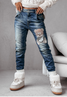 Pantaloni din denim z naszywką The Best Bear albastre