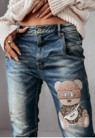 Pantaloni din denim z naszywką The Best Bear albastre