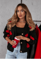 Krótki Cardigan z sercami Heartbeat negru