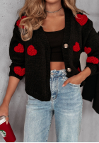 Krótki Cardigan z sercami Heartbeat negru