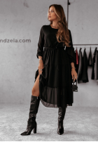 Rochie maxi z falbankami Different Person negru