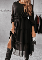 Rochie maxi z falbankami Different Person negru