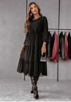 Rochie maxi z falbankami Different Person negru