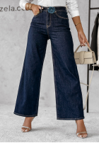 Pantaloni din denim wide leg Sky Is The Limit bluemarin