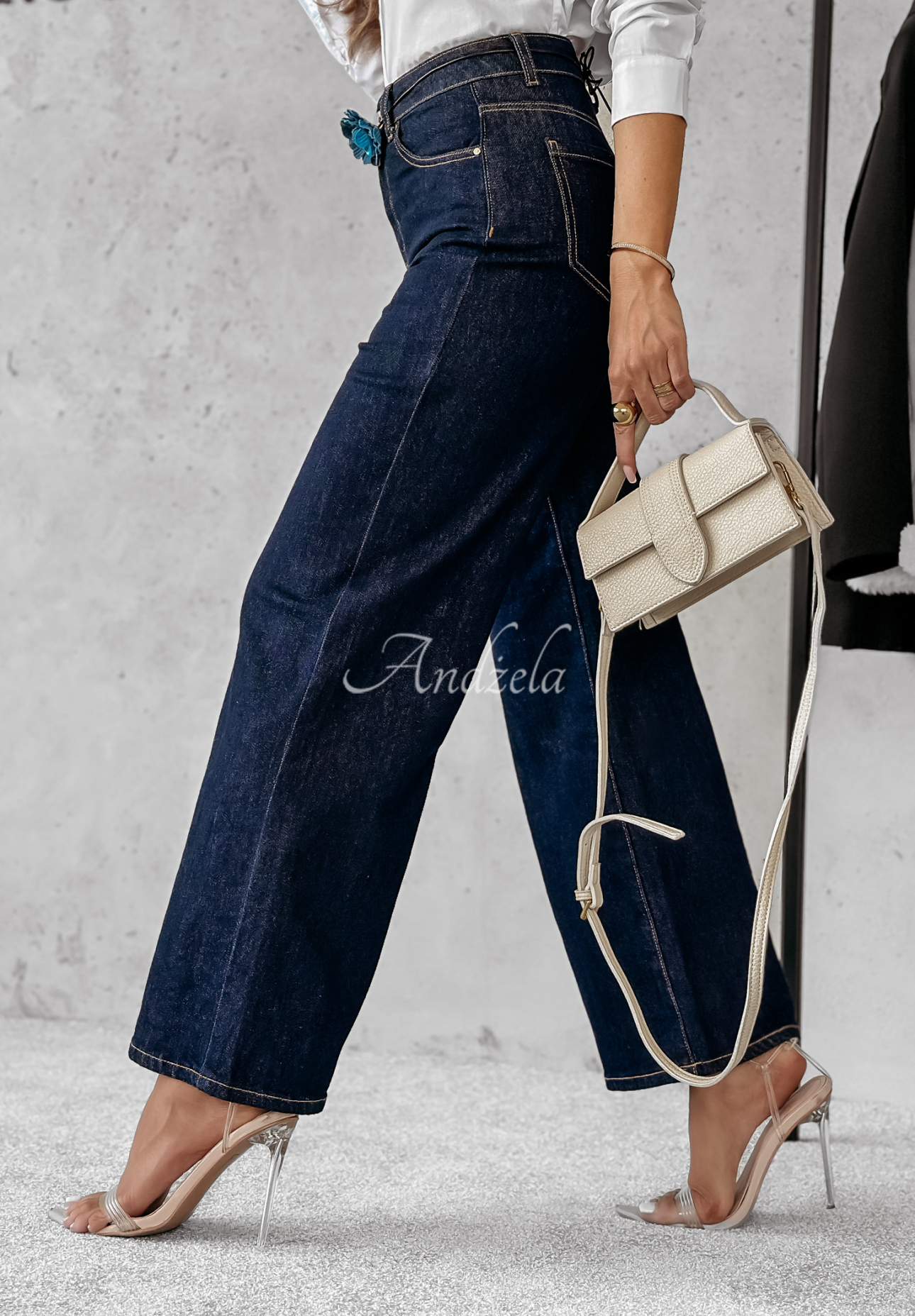 Blugi wide leg din denim Sky Is The Limit