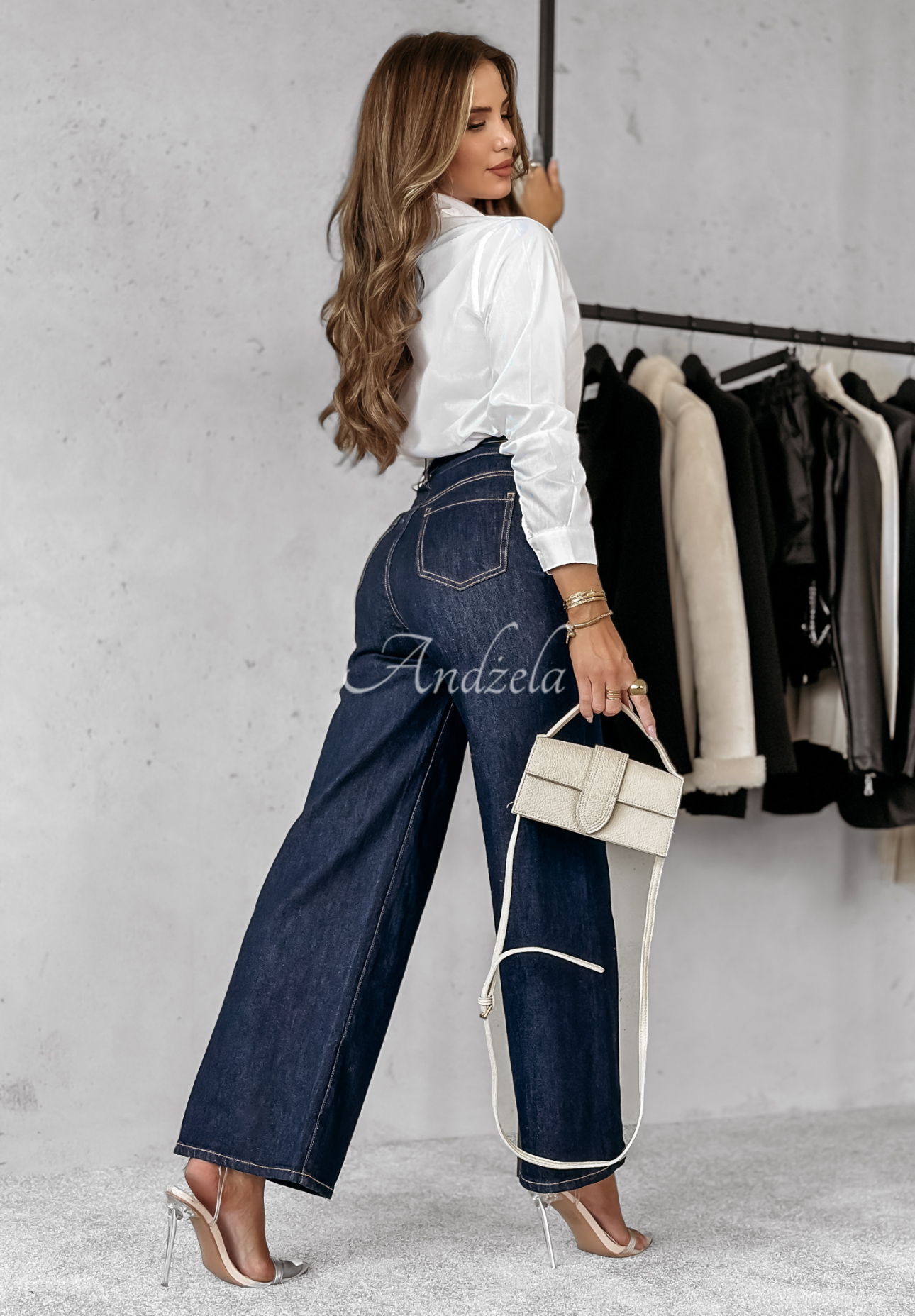 Blugi wide leg din denim Sky Is The Limit