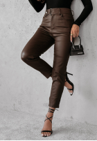 cu aspect cerat Pantaloni Keep Your Balance ciocolatii