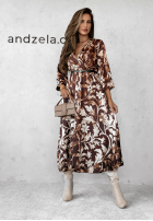 Kwiecista Rochie maxi Own It czekoladowo-bej