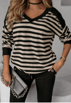 Bluză w paski z koronką Lace & Stripes negru-bej