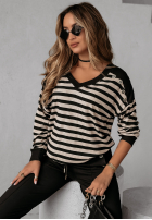 Bluză w paski z koronką Lace & Stripes negru-bej