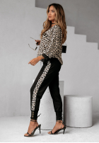 Pantaloni dresowe z lampasami cu model tip panteră Sporting Ladies negre