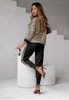 Pantaloni dresowe z lampasami cu model tip panteră Sporting Ladies negre