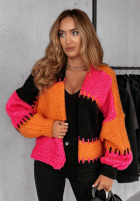 Krótki Cardigan oversize Seriously Prett pomarańczowo-roz