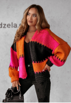 Krótki Cardigan oversize Seriously Prett pomarańczowo-roz