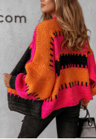 Krótki Cardigan oversize Seriously Prett pomarańczowo-roz