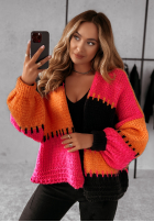 Krótki Cardigan oversize Seriously Prett pomarańczowo-roz