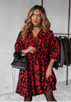 Kwiecista Rochie Garden Whisper czerwono-negru