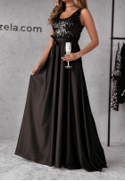 Satynowa Rochie maxi z cekinami Twilight Harmony negru