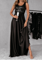 Satynowa Rochie maxi z cekinami Twilight Harmony negru