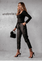 cu aspect cerat Pantaloni Ackerley negre